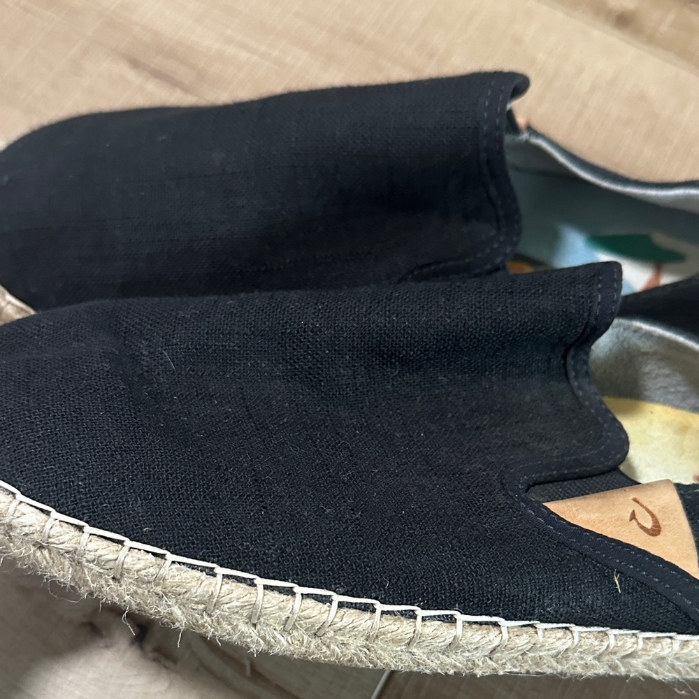 OluKai Black Canvas Slip-On Espadrille - Picture 7 of 12
